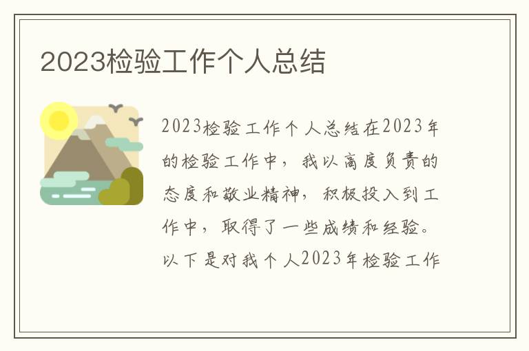 2023检验工作个人总结